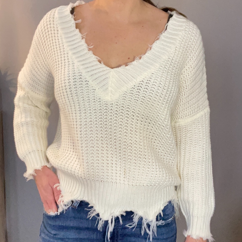 Cream Deconstructed sweater